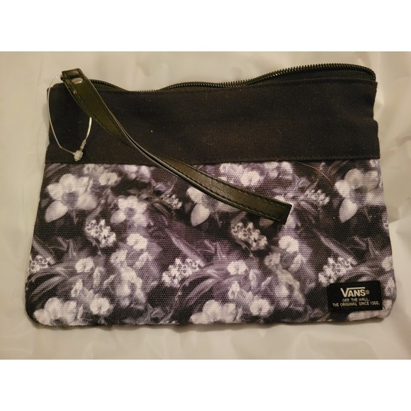 VANS Wristlet B&W Floral Canvas with 6.5" Hand Strap NWOT - Picture 1 of 7